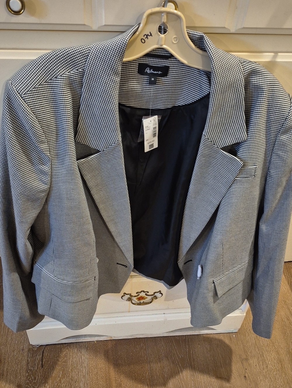 Reitmans Black and White Houndstooth Tailored Blazer